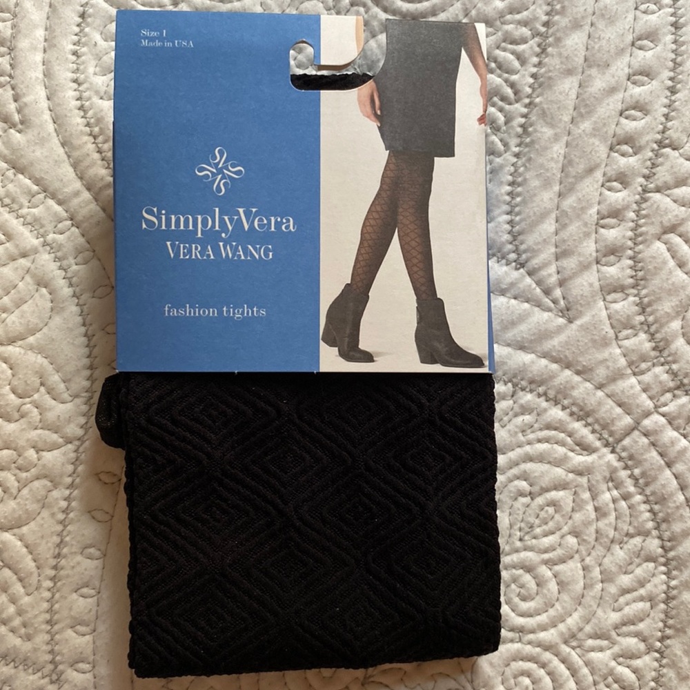 SimplyVera Vera Wang. NWT. Women’s Fashion Tights. Black. Size 1